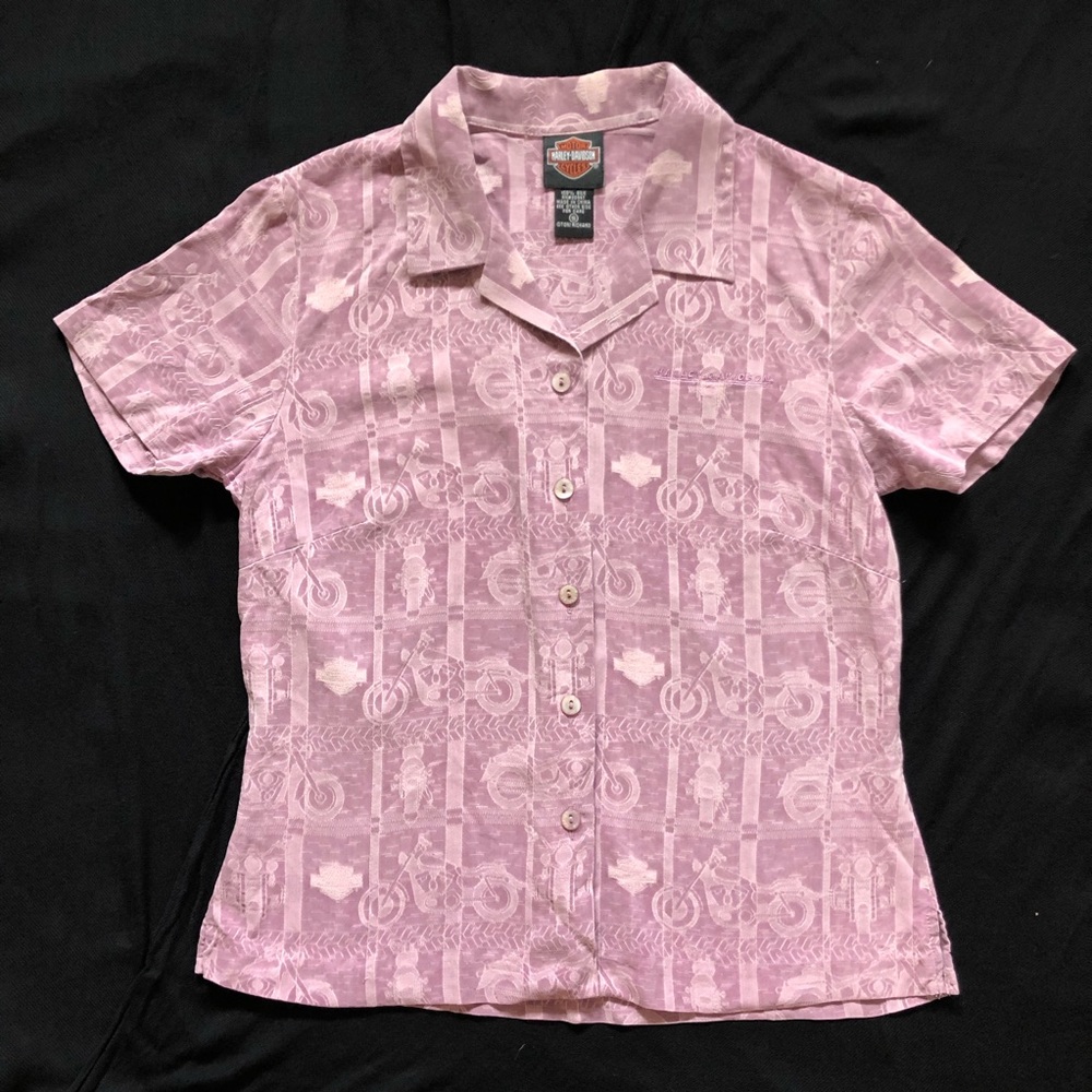 046. Harley-Davidson Ladies Purple Silk Aloha Shirt